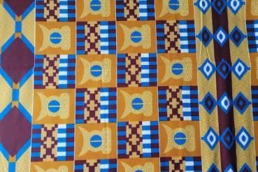 Preview: BEIGE GEOMETRIC Afrikanischer-Kente-Stoff